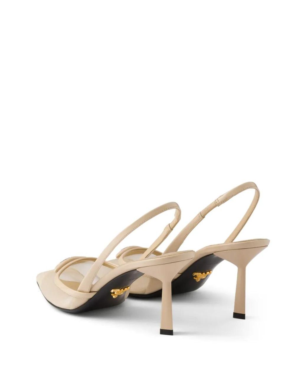 Prada Natural 75Mm Mesh Slingback Pumps