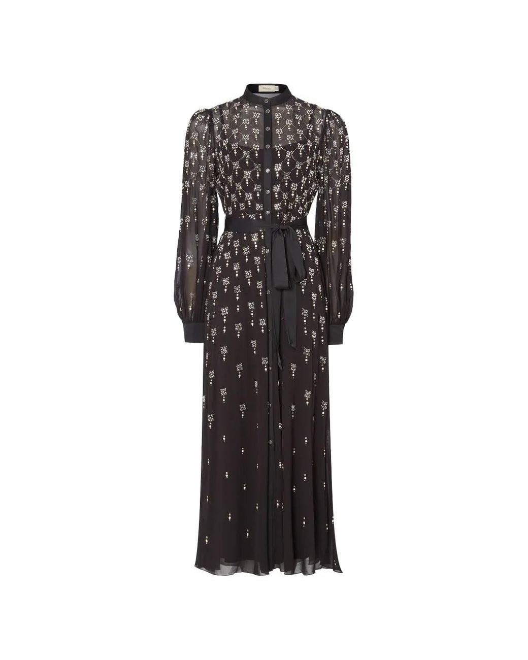 Temperley London Black Buttoned Embellished Maxi Gown