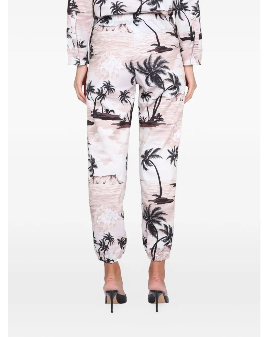 Palm Angels Natural Island Print Trrack Pants