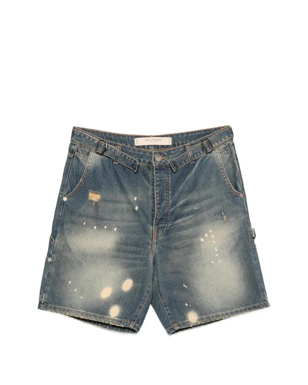 Yes London Blue Short Délavé À Effet Usé for men