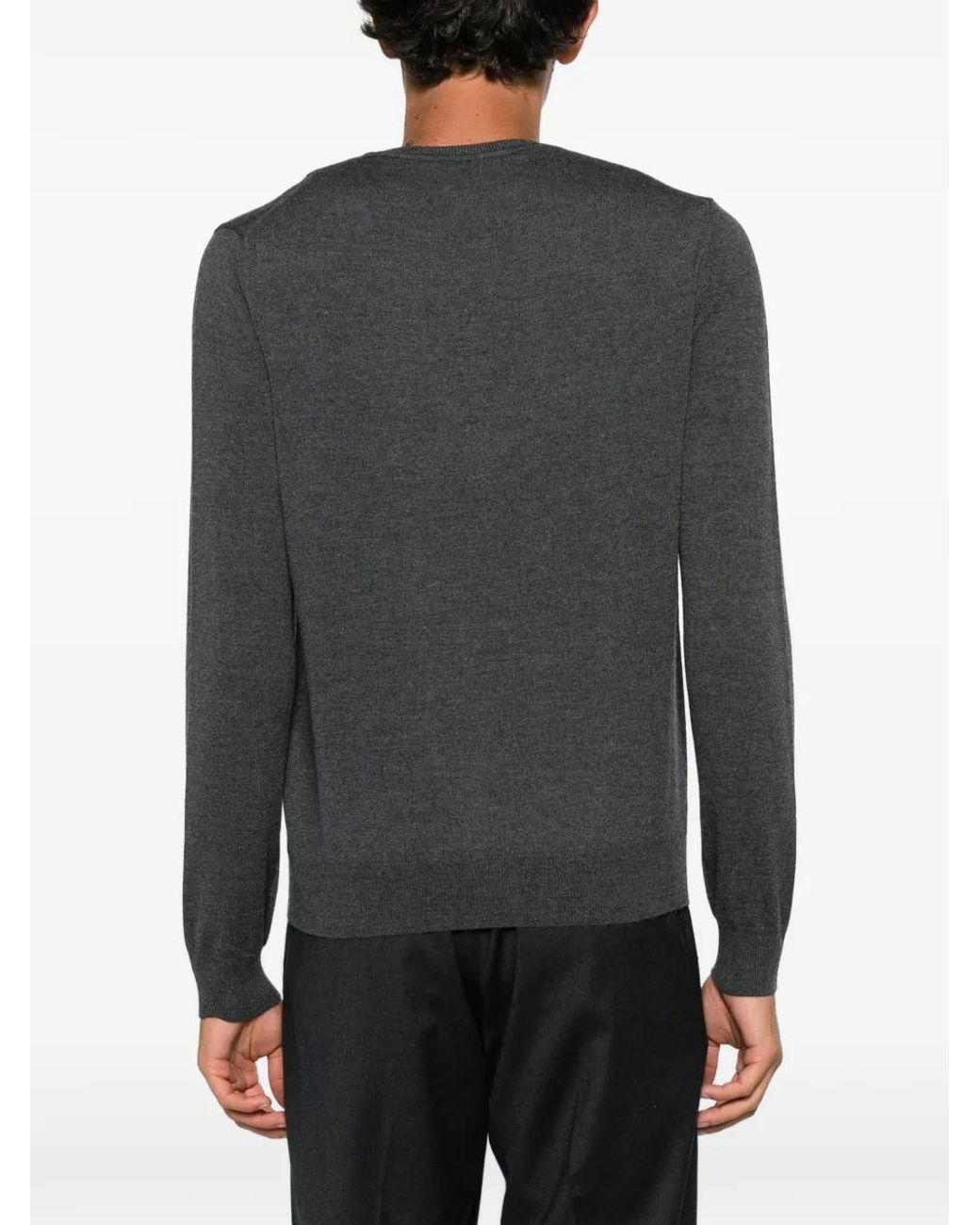 Corneliani Gray Crew-Neck Long-Sleeve Sweater for men