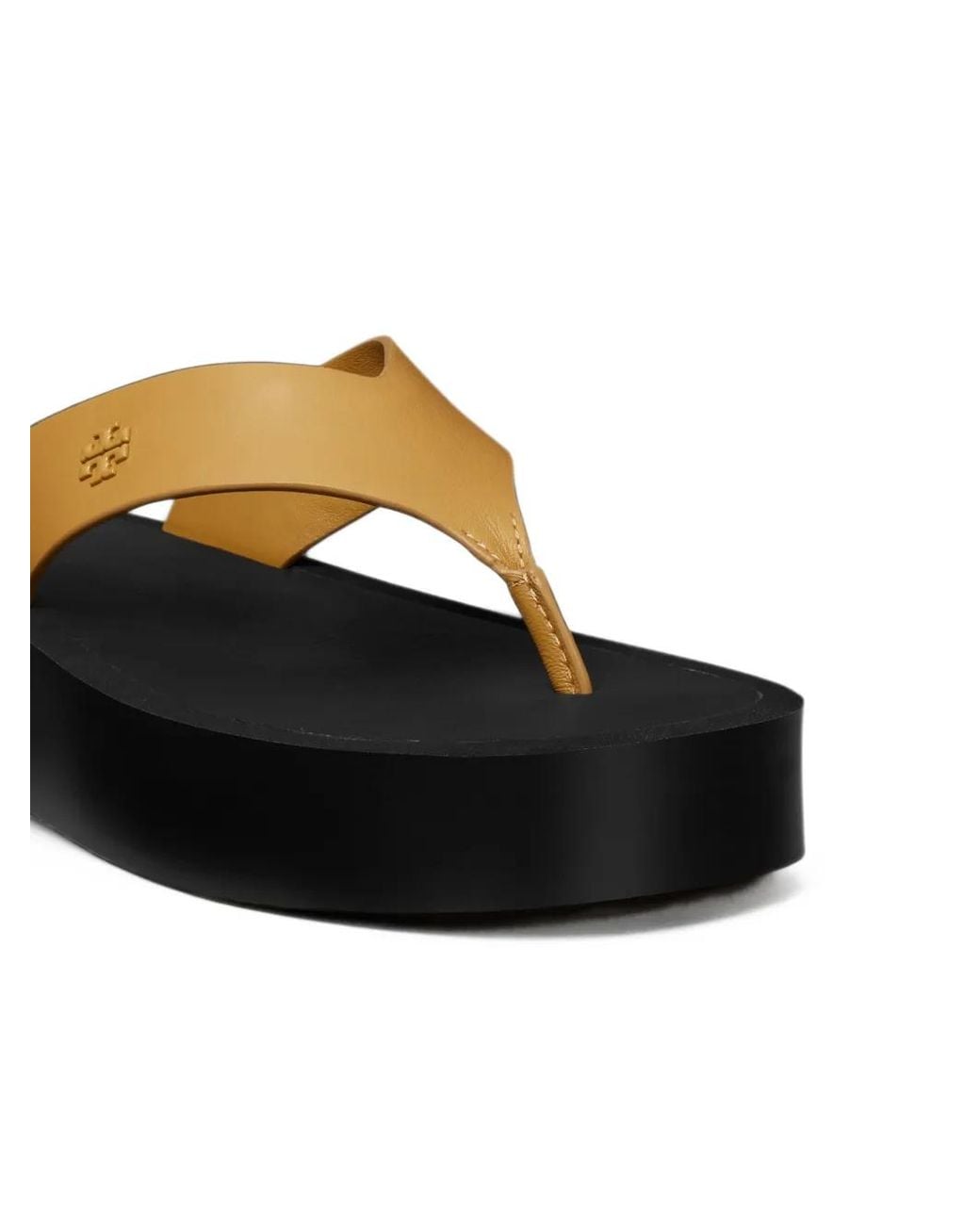 Tory Burch Brown Logo-Embossed Platform Sandals