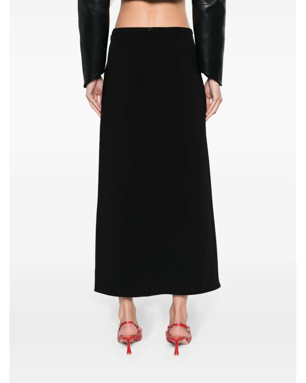 Courreges Black Ellipse Tailored Maxi Skirt