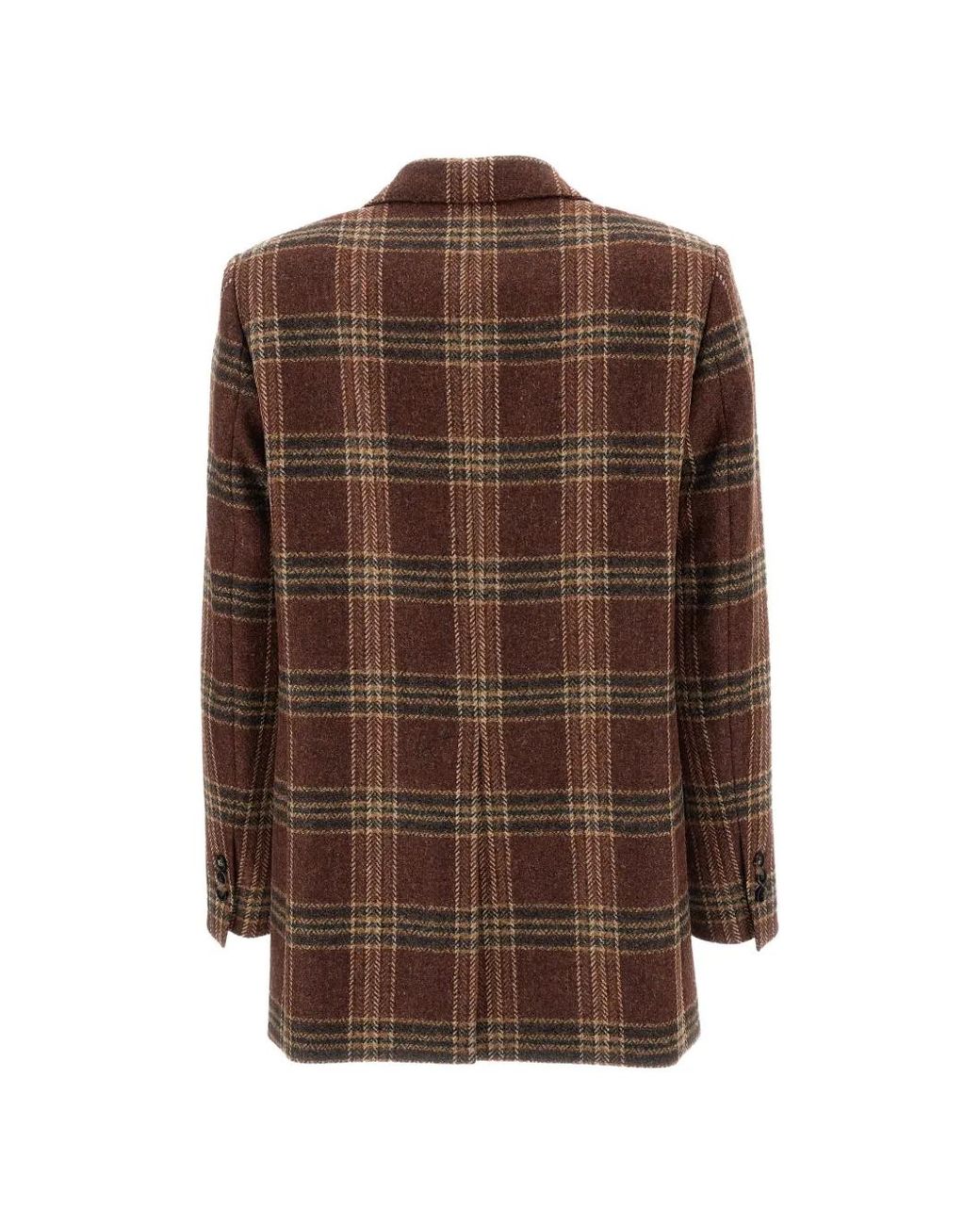 Alberto Biani Brown Blazer En Laine À Carreaux