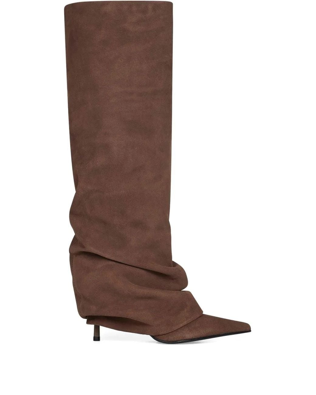 Le Silla Brown 85 Mm Draped-Cuff Leather Boots