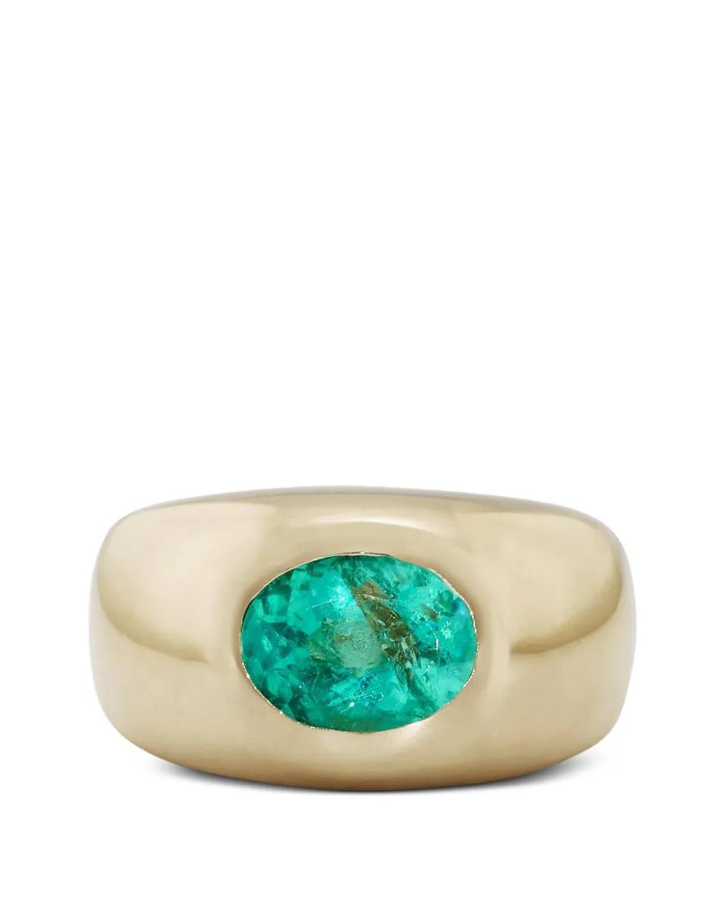 Jacquie Aiche Green Emerald Oval Dome Ring