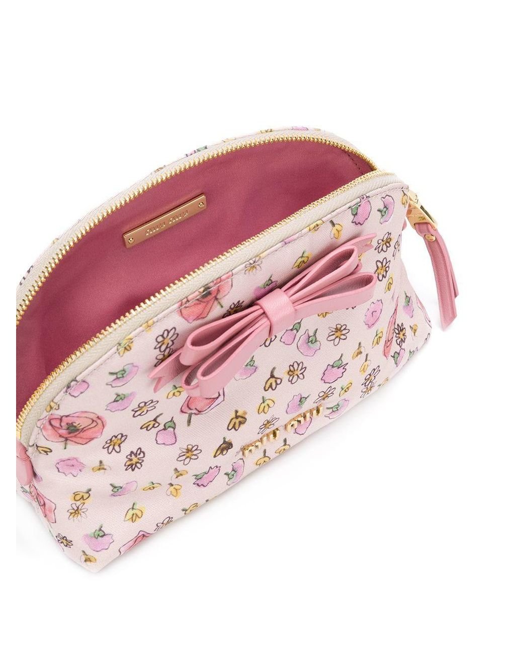 Miu Miu Floral Print Makeup Bag in Pink | Lyst