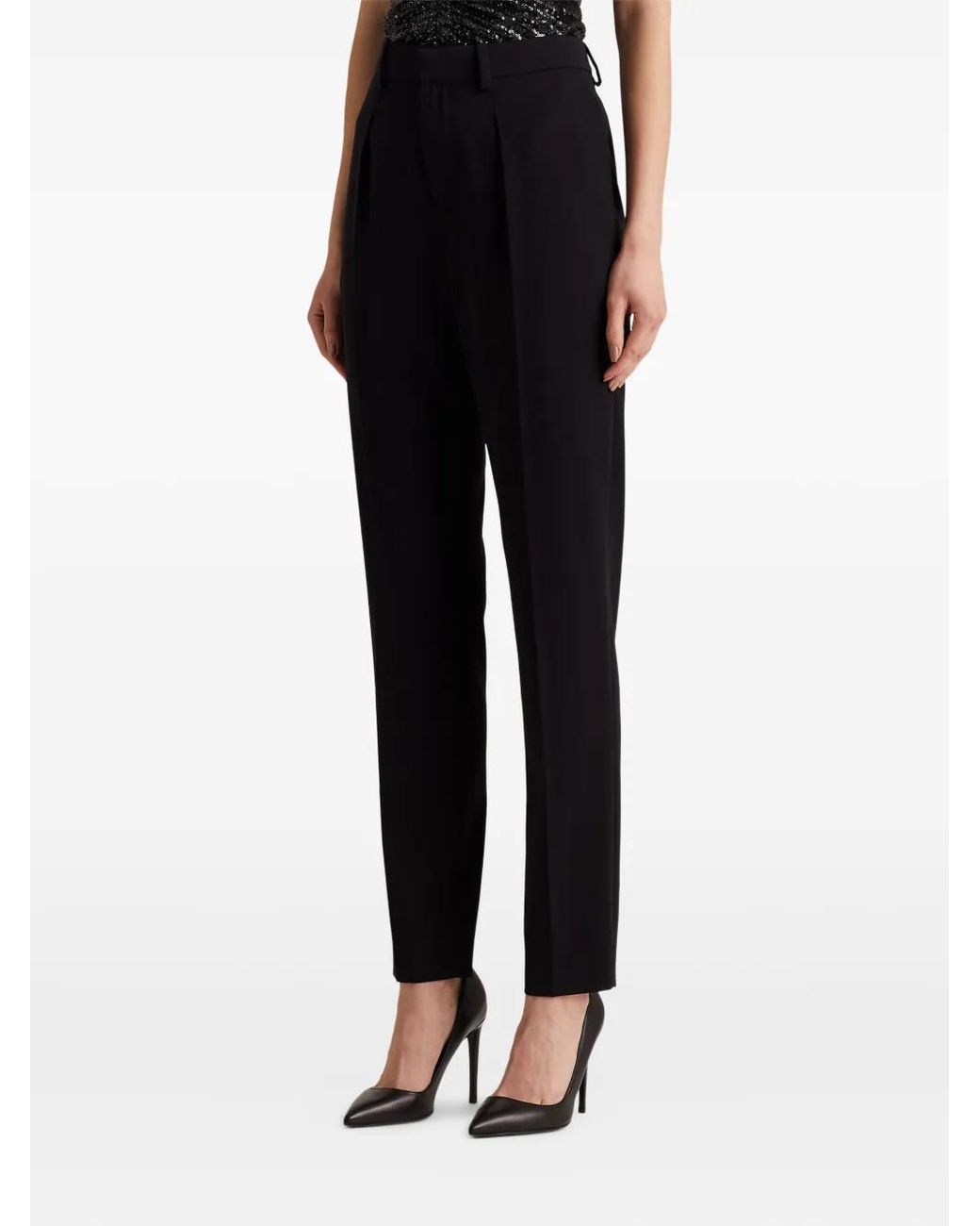 Ralph Lauren Black Pleated Wool Trousers