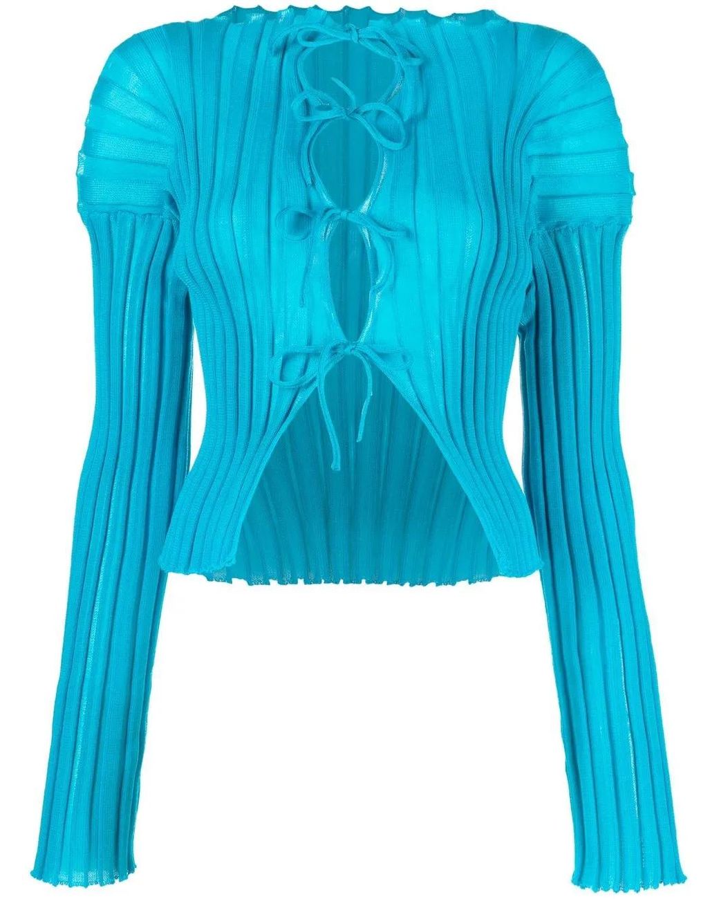 a. roege hove Blue Katrina Ribbed Knit Lace-Up Top