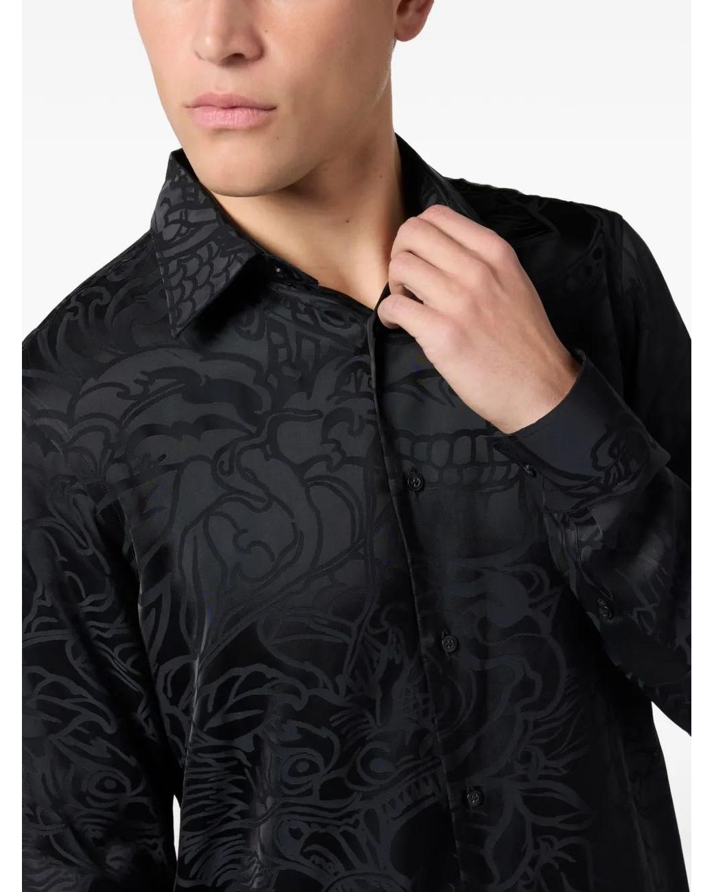 Philipp Plein Black Patterned Shirt for men