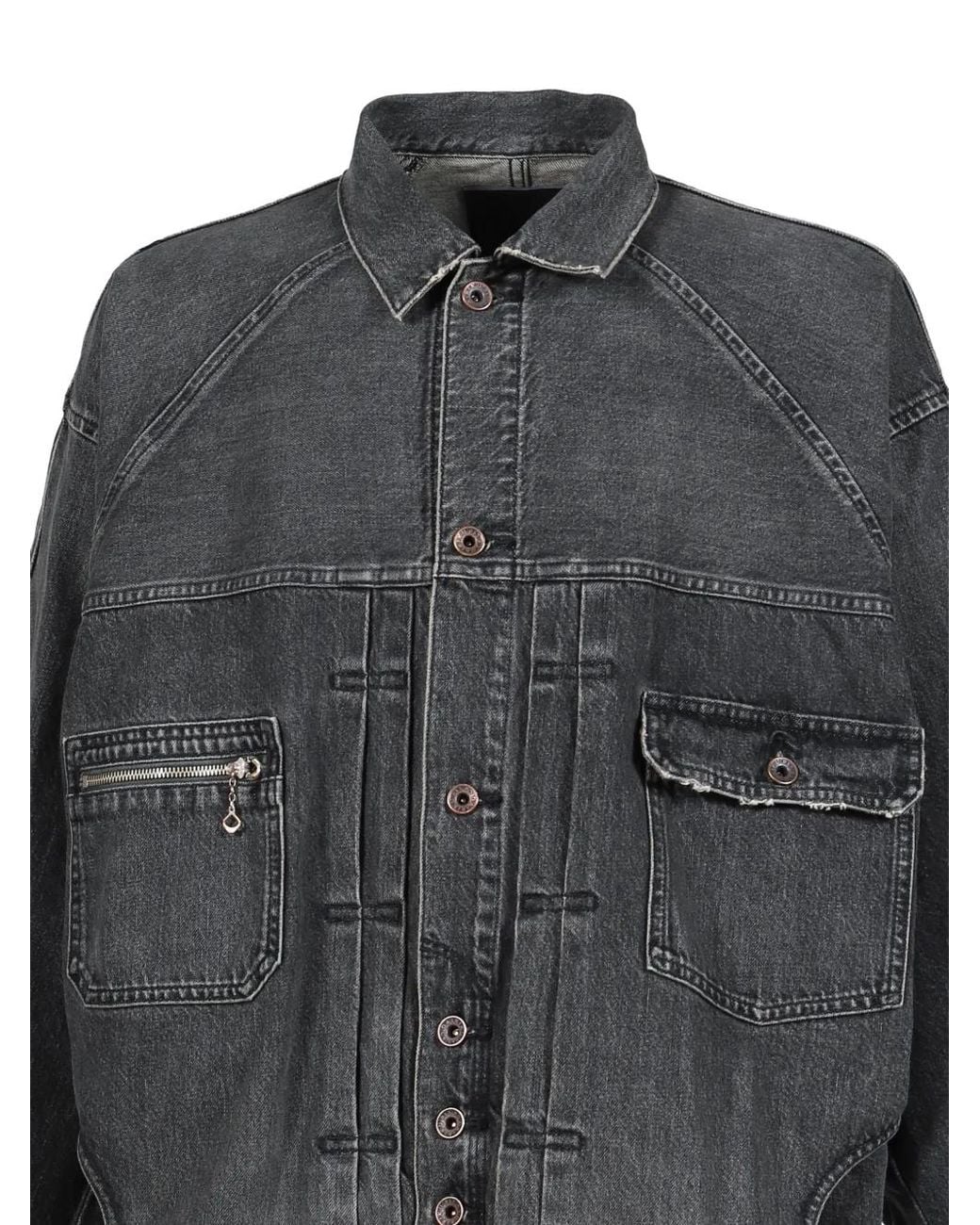 DAIRIKU Gray Inception Washed Denim Jacket for men