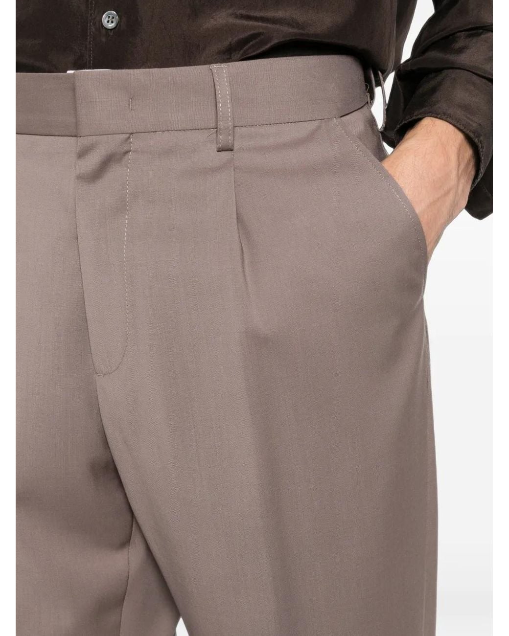 Cellar Door Gray Cambridge Pleated Tailored Trousers for men