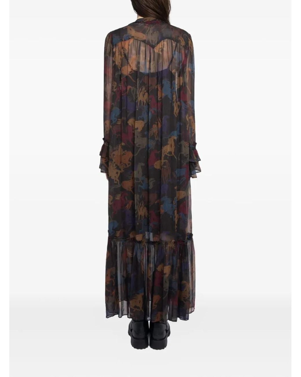 Zadig & Voltaire Black Ralicel Horse-Print Maxi Dress