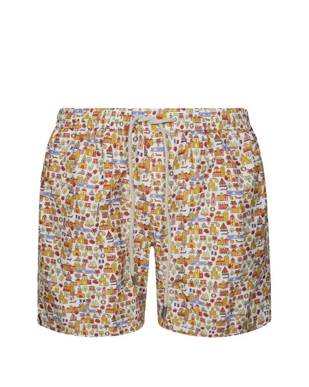 Mc2 Saint Barth White Saint Tropez-Print Drawstring Swim Shorts for men