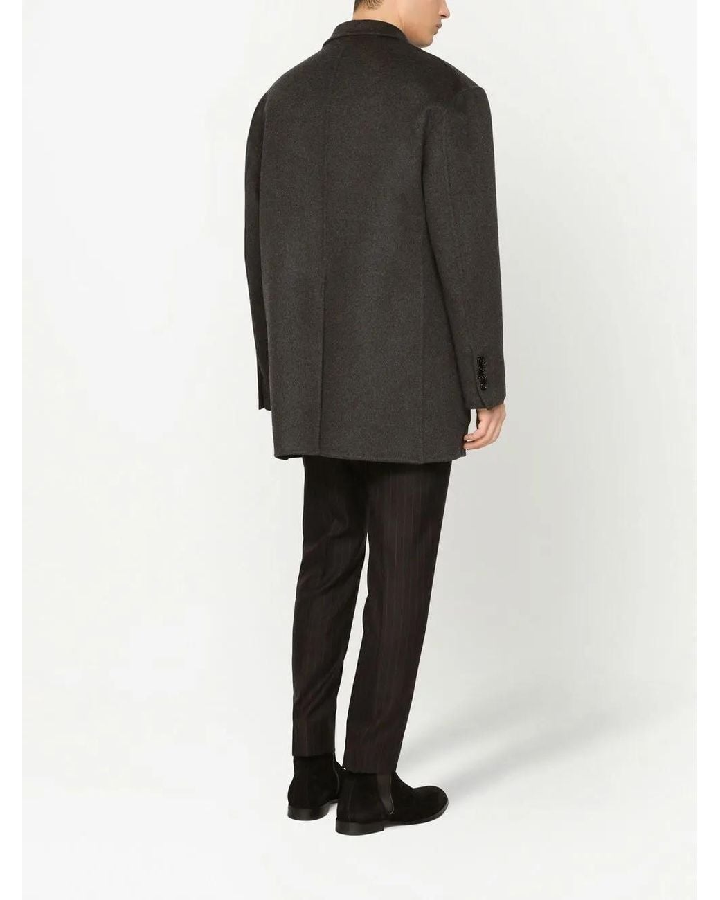 Dolce & Gabbana Black Oversized Cashmere Blazer Coat for men