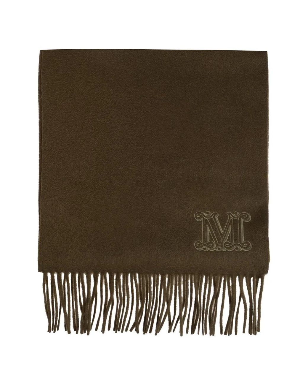 Sciarpa Con Logo Ricamato E Frange di Max Mara in Green