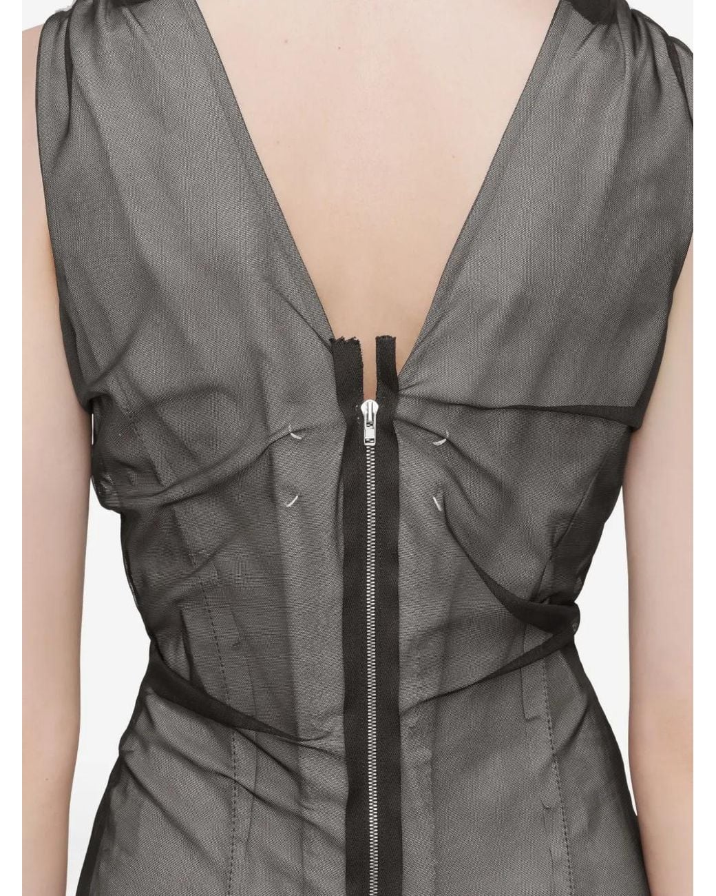 Maison Margiela Gray Semi-Transparentes Midikleid