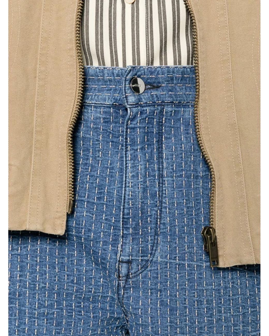 Fendi Blue Contrast-Stitch Jeans for men