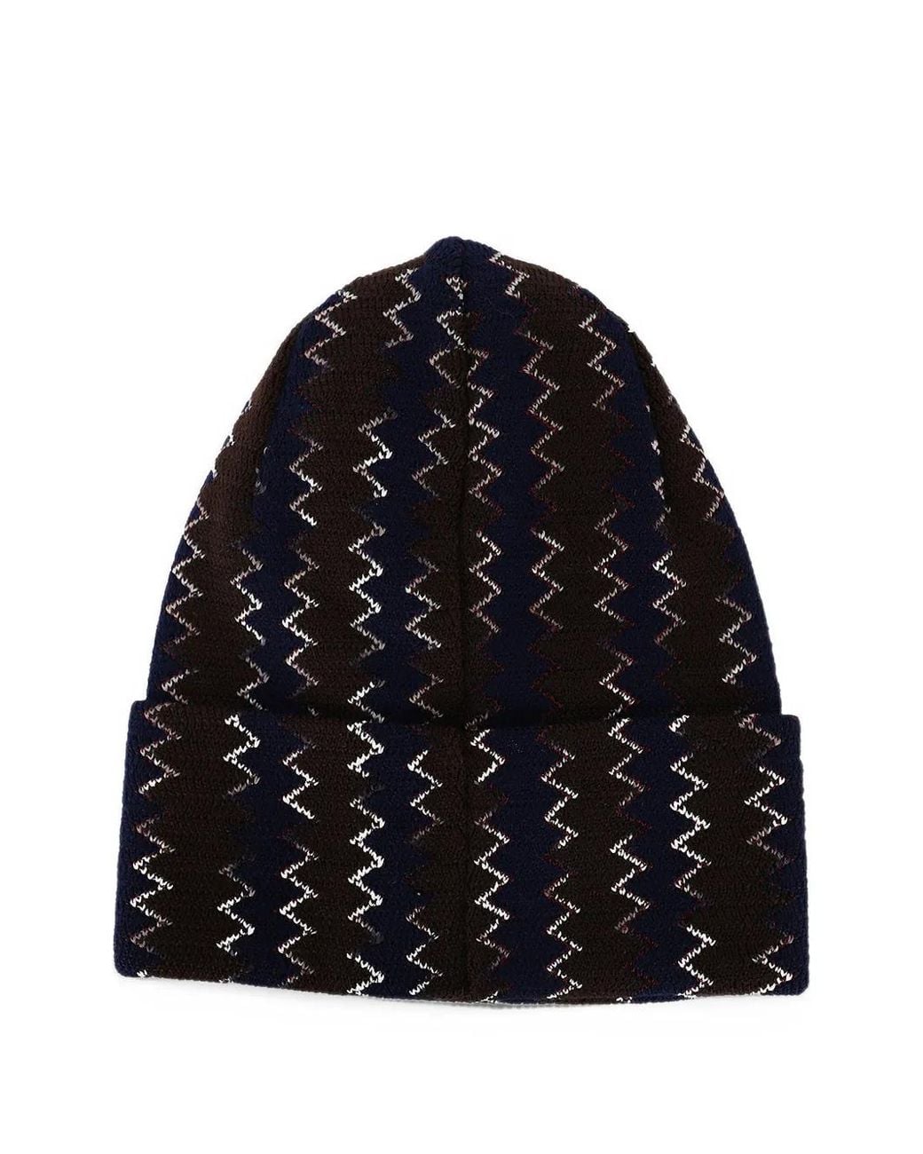 Missoni Black Zigzag-Knit Wool Beanie Hat for men