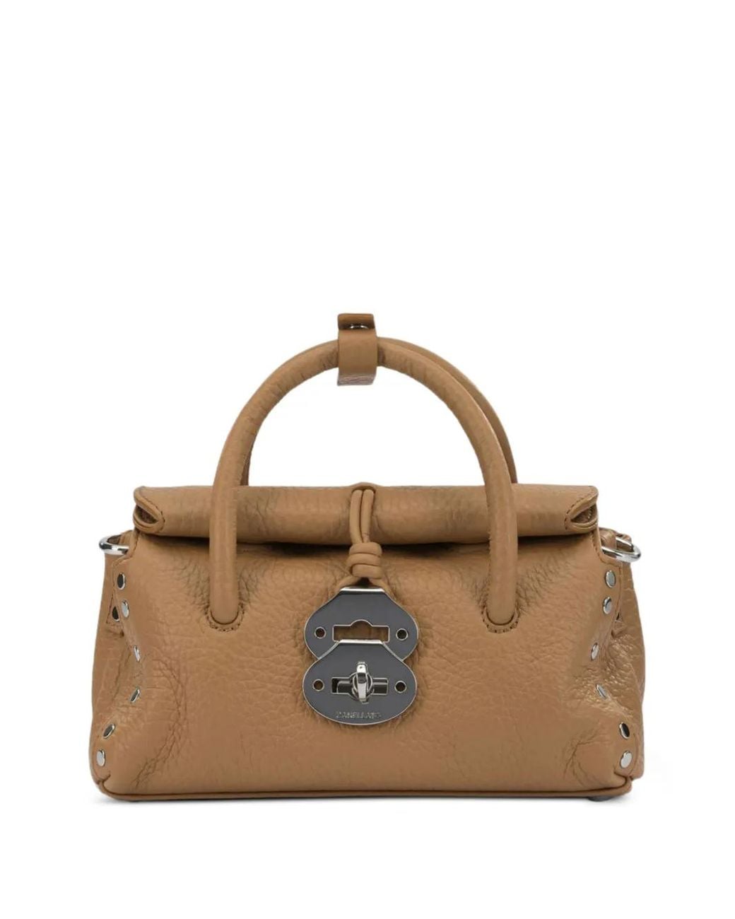 Zanellato Brown Baby Dotta Studded Leather Tote Bag
