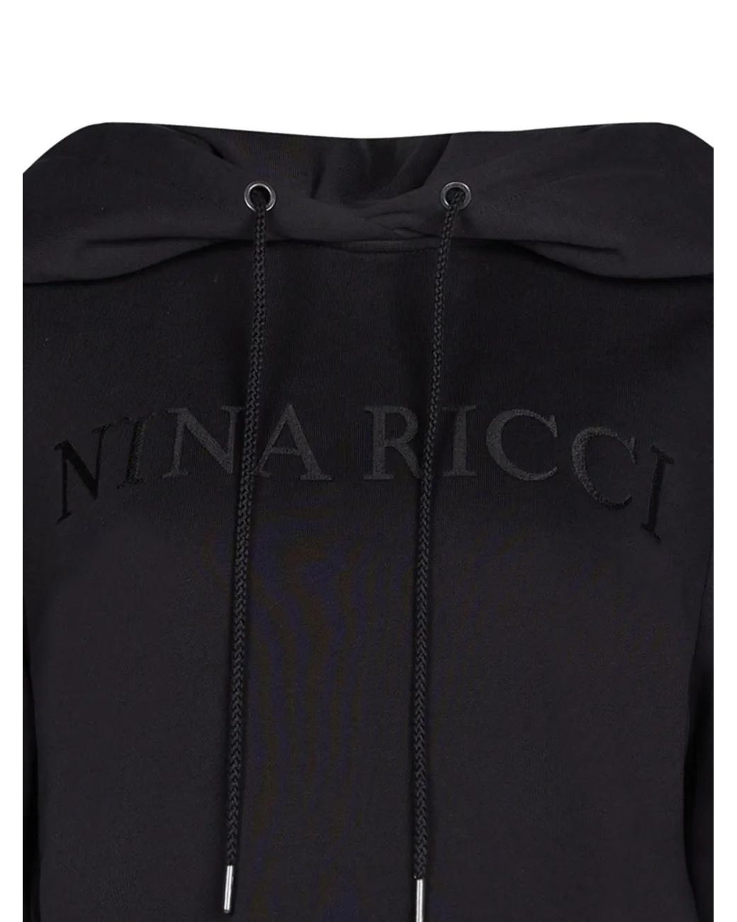 Nina Ricci Black Logo-Embroidered Cotton Hoodie