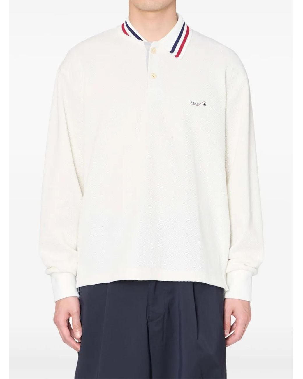 Kolor White Long-Sleeve Polo Shirt for men