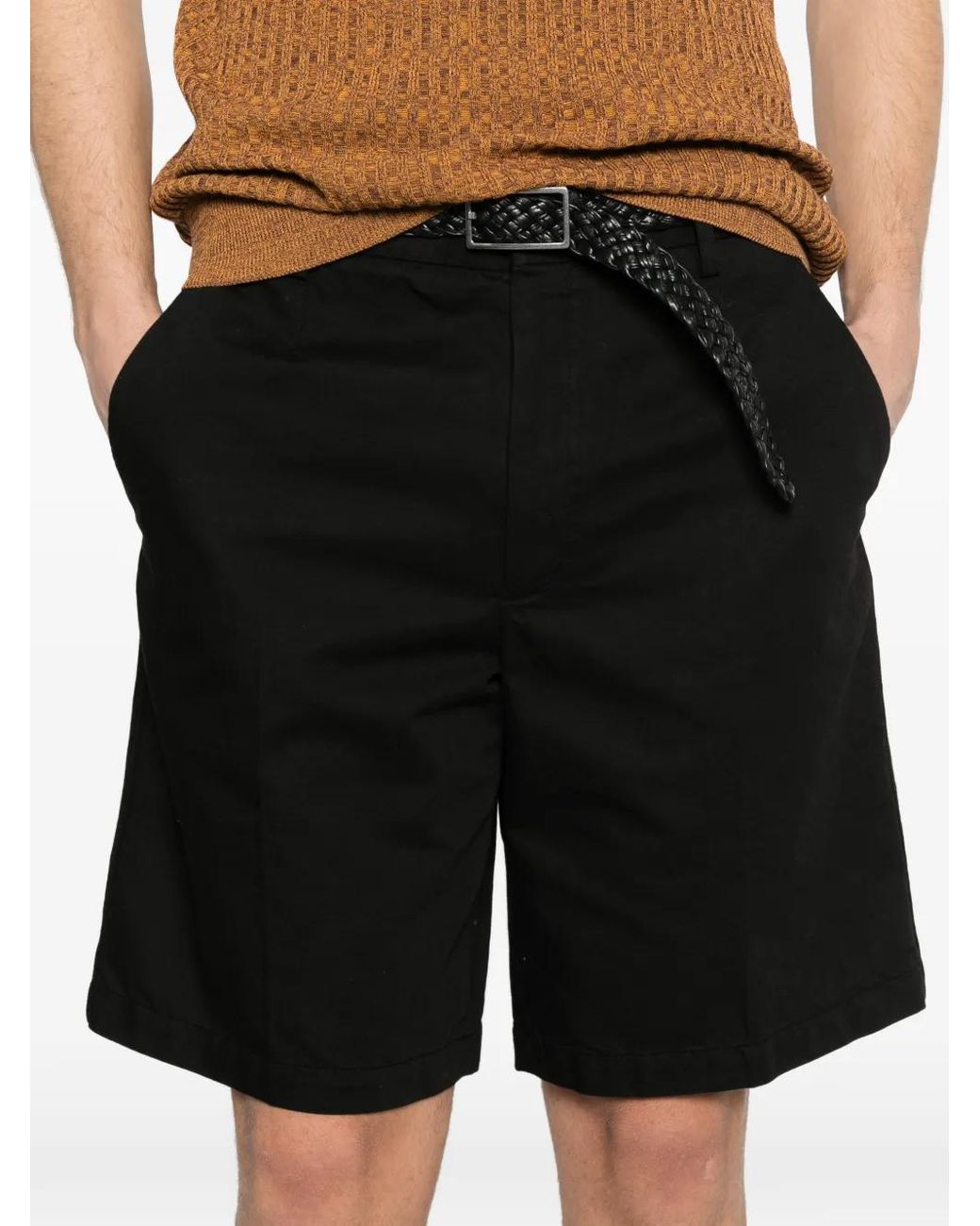 Zegna Black Flat-Front Shorts for men