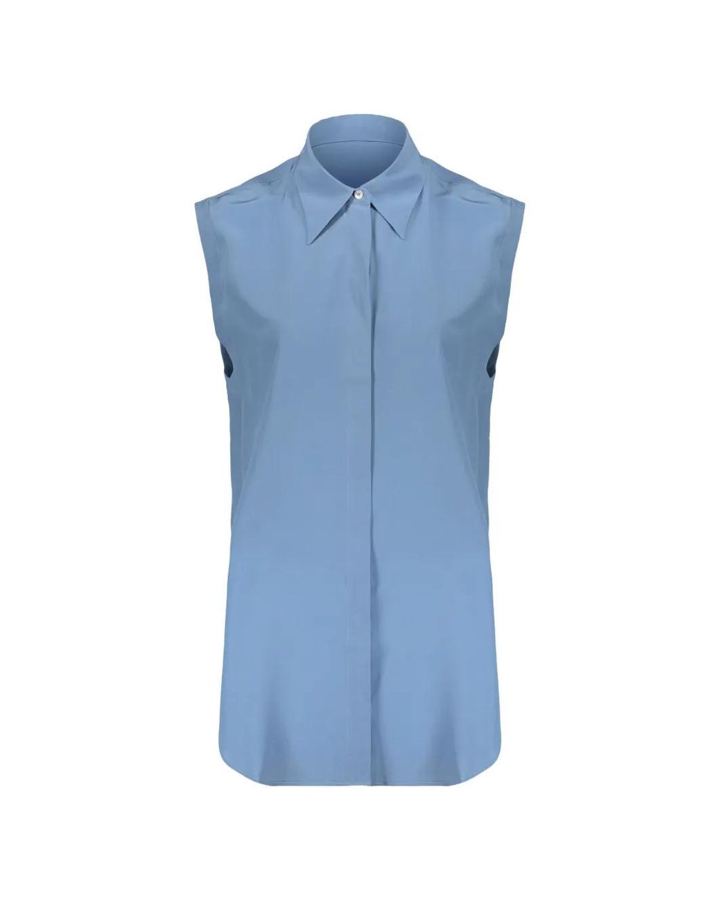 Moorer Blue Sleeveless Silk Shirt