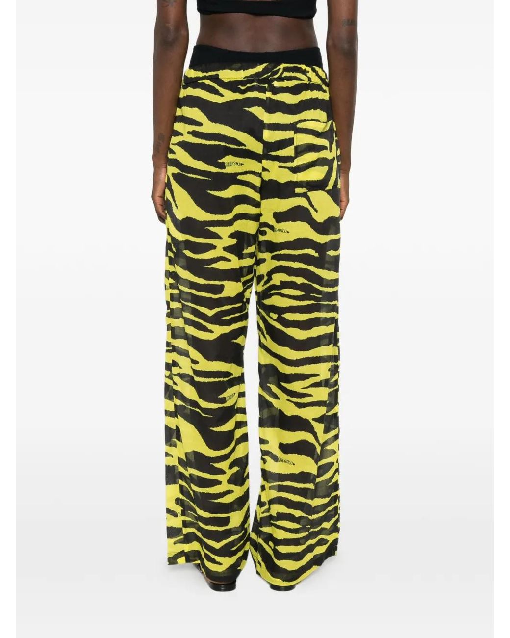 The Attico Green Zebra-Print Drawstring Pants