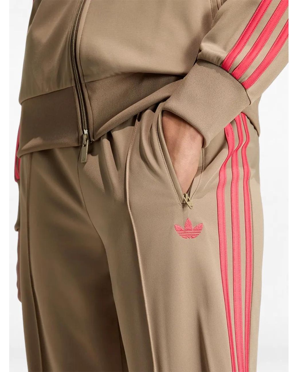 Adidas Brown Side-Stripe Track Pants