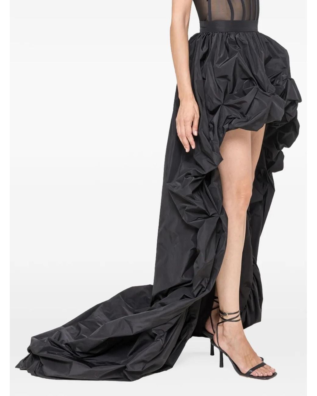 Nissa Black Asymmetric Taffeta Skirt