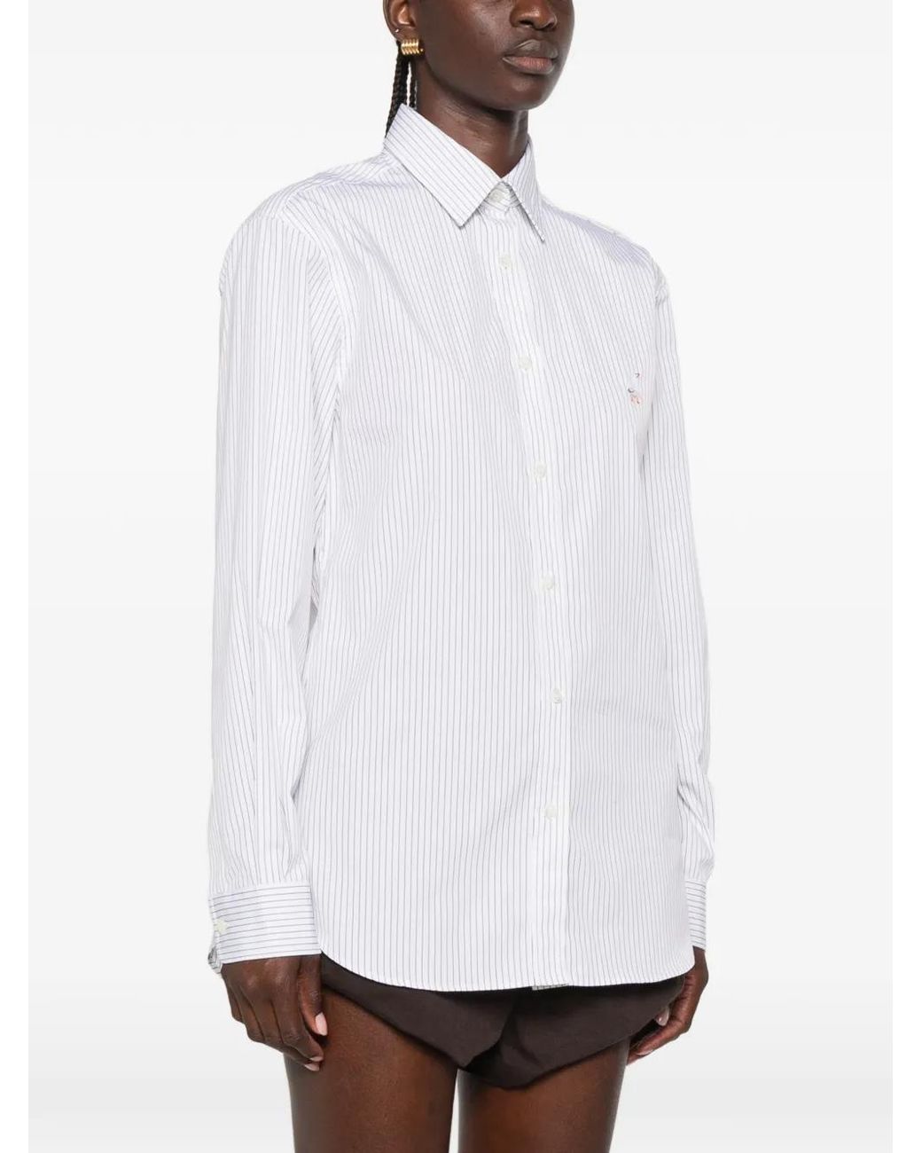 Moschino White Striped Embroidered-Goose Shirt