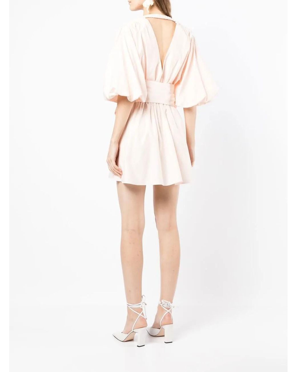 Acler Natural Knotted-Waistband Detail Mini Dress