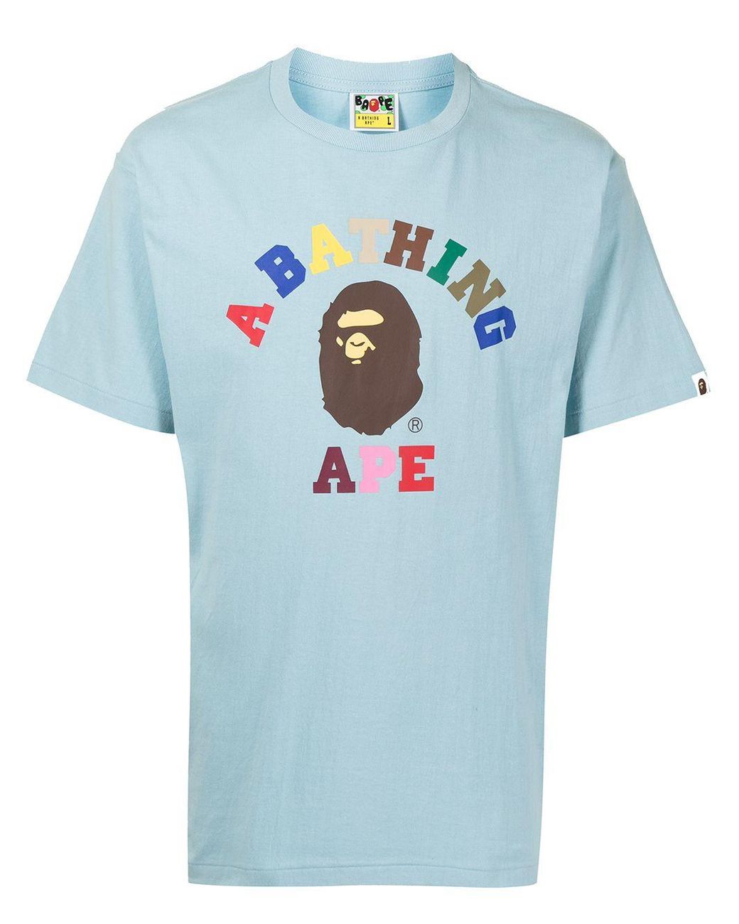 A Bathing Ape Cotton Logo-print Short-sleeved T-shirt in Blue for Men ...