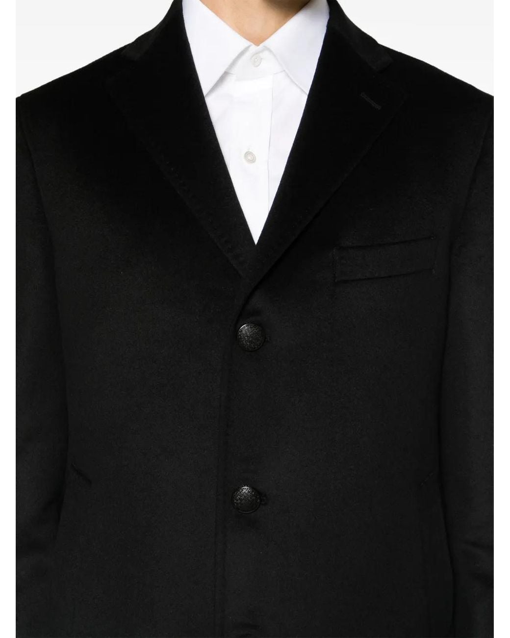 Tagliatore Black Bruce Felted Wool Coat for men