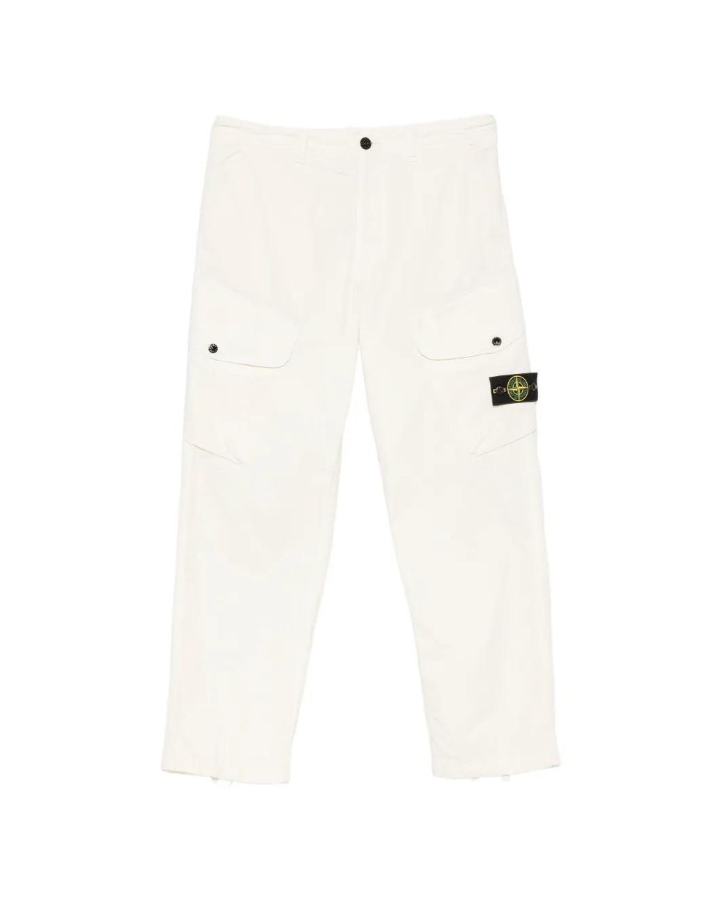 Stone Island White 3100003 Stretch Organic Cotton Twill Pants for men