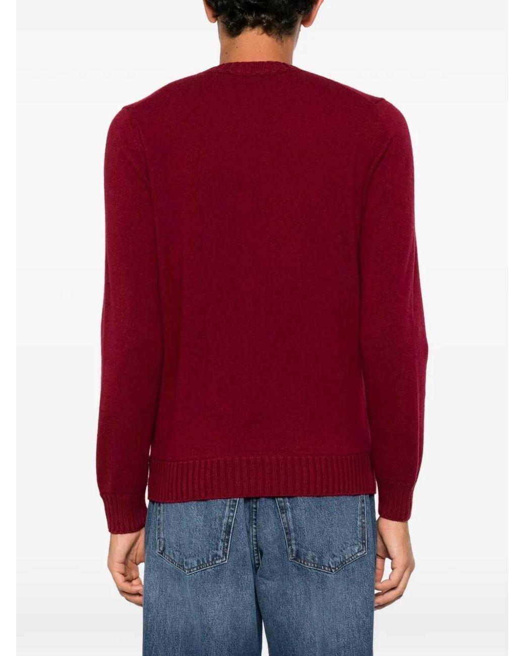 Magazzino Ricambi Red Ribbed-Trim Sweater for men