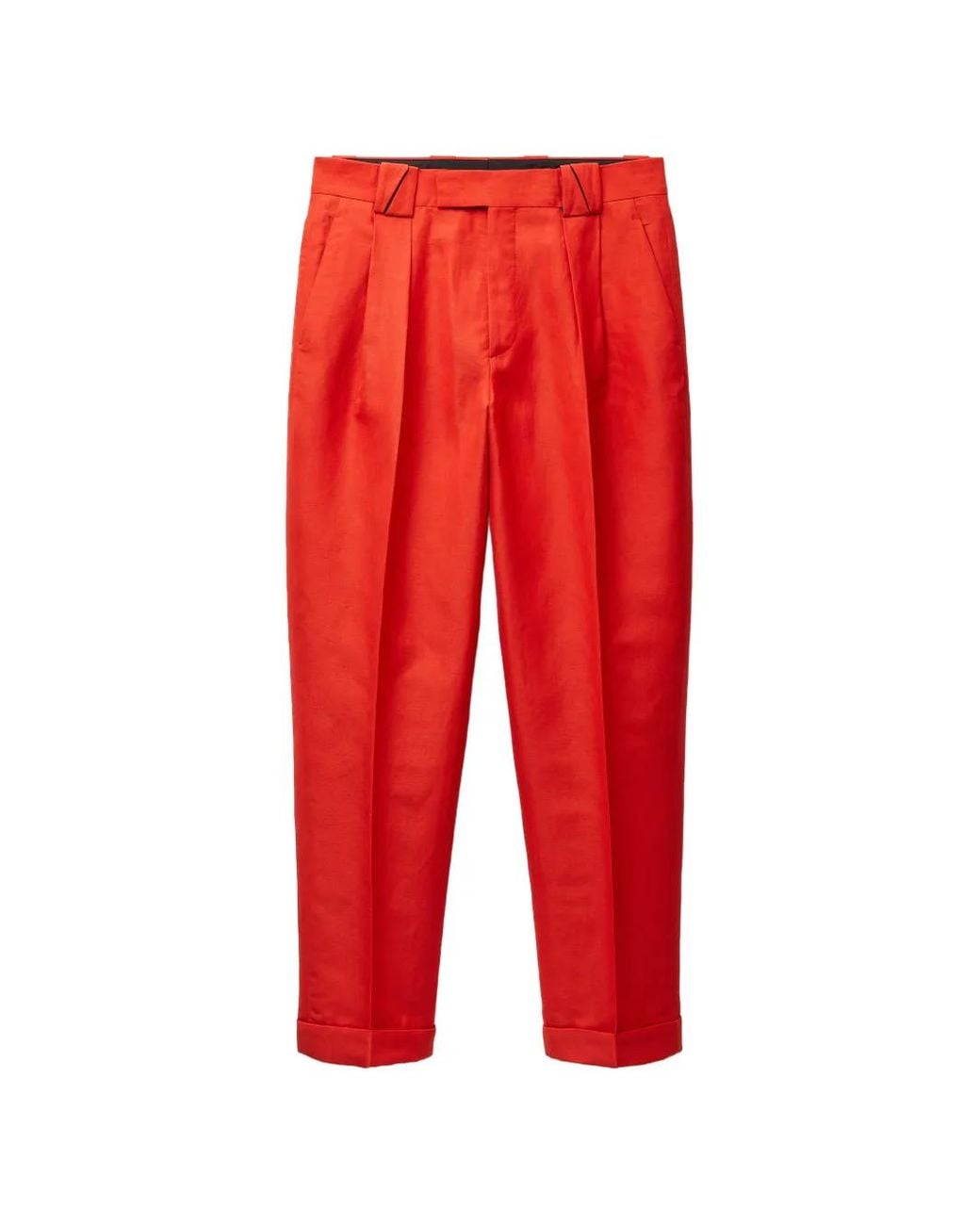 Versace Red Wool-Linen Formal Pants for men