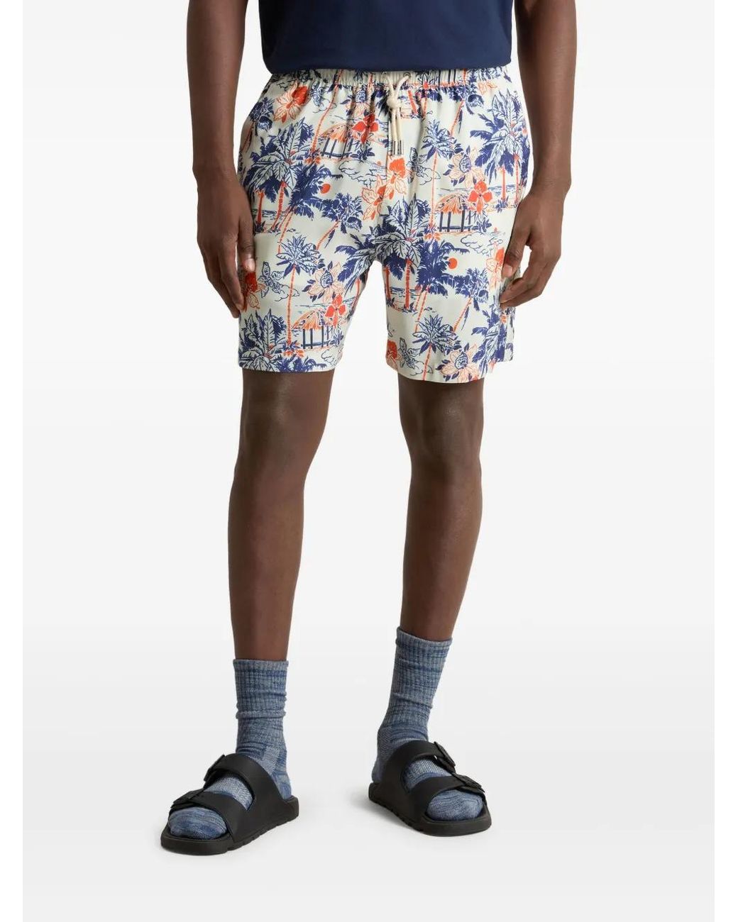 Woolrich Blue Graphic-Print Shorts for men
