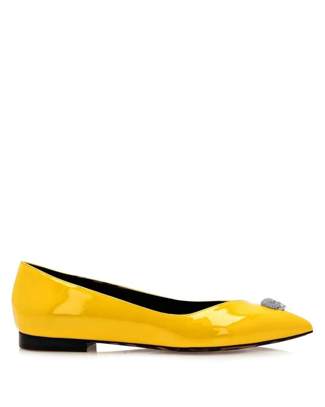 Philipp Plein Yellow Skull-Charm Ballet Pumps