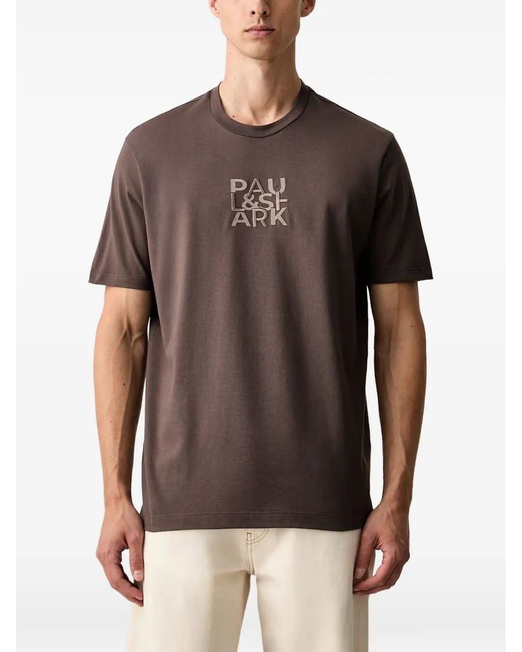 Paul & Shark Black Logo-Embroidered T-Shirt for men