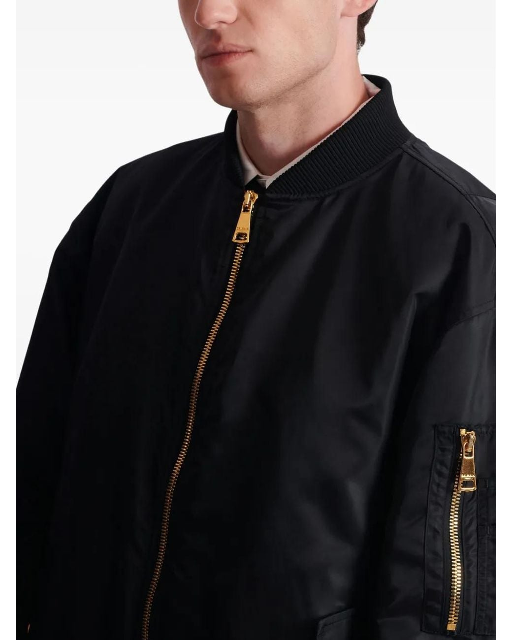 Balmain Black Flap-Pockets Bomber Jacket for men