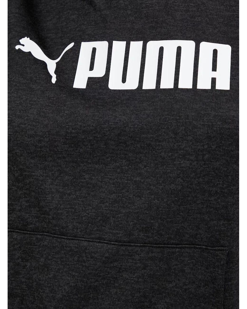 PUMA Black Logo-Print Panelled Hoodie