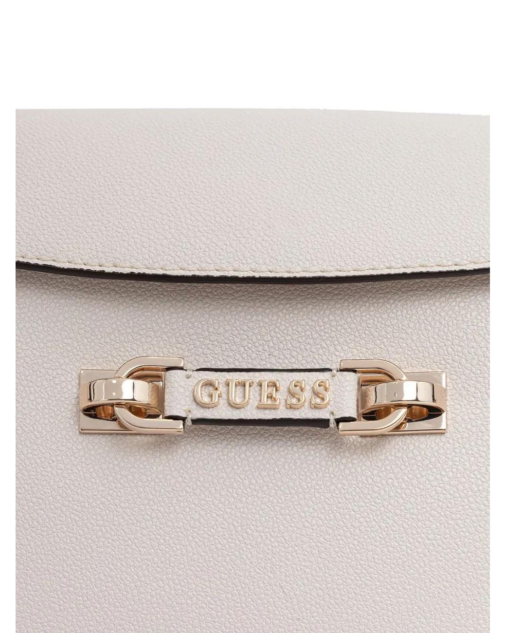 Guess White Logo-Plaque Pebbled Tote Bag