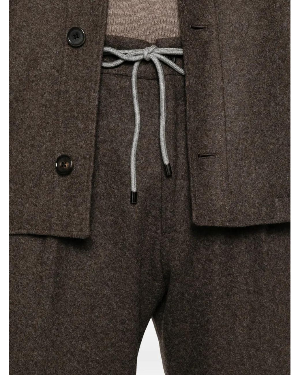 Corneliani Gray Drawstring-Waist Pleated Trousers for men