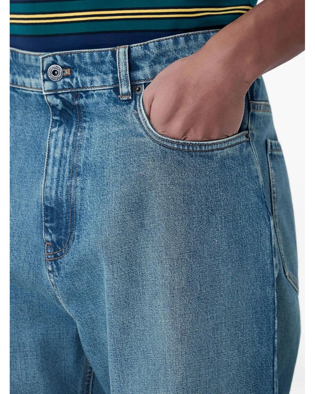 Miu Miu Blue Five-Pocket Wide-Leg Jeans for men