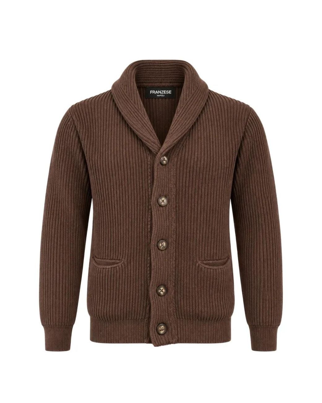 Franzese Collection Brown Steve Mcqueen Ribbed Cardigan for men