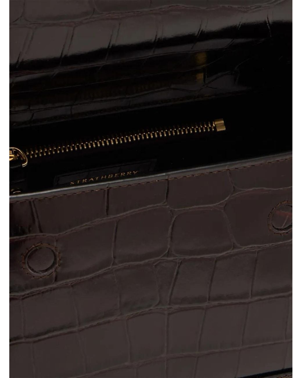 Strathberry Black Mosaic Croc-Effect Tote Bag