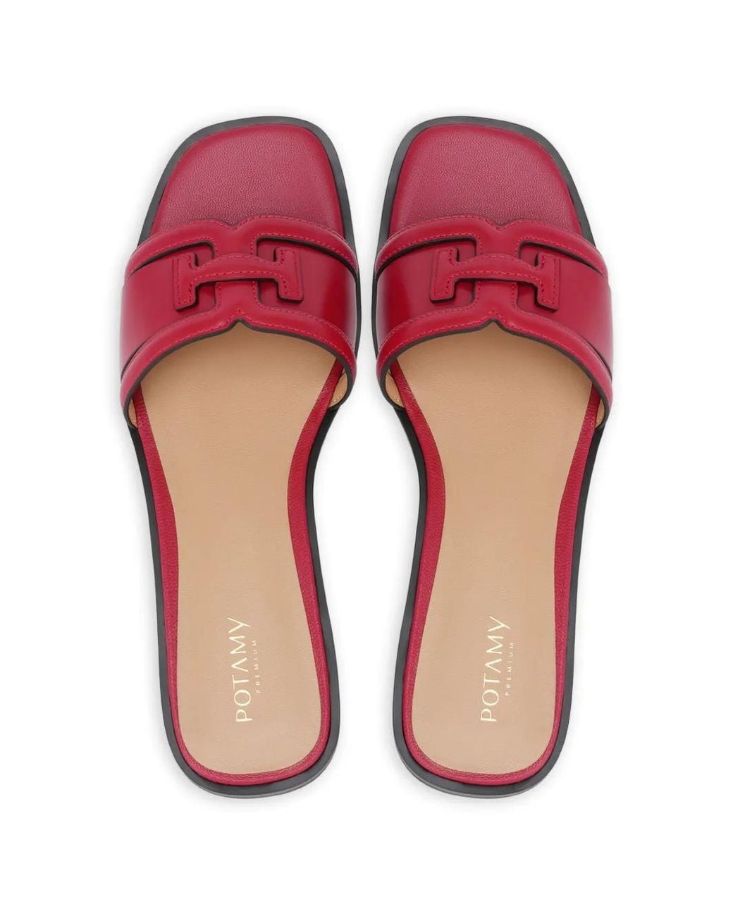 POTAMY Pink Cut-Out Leather Sandals