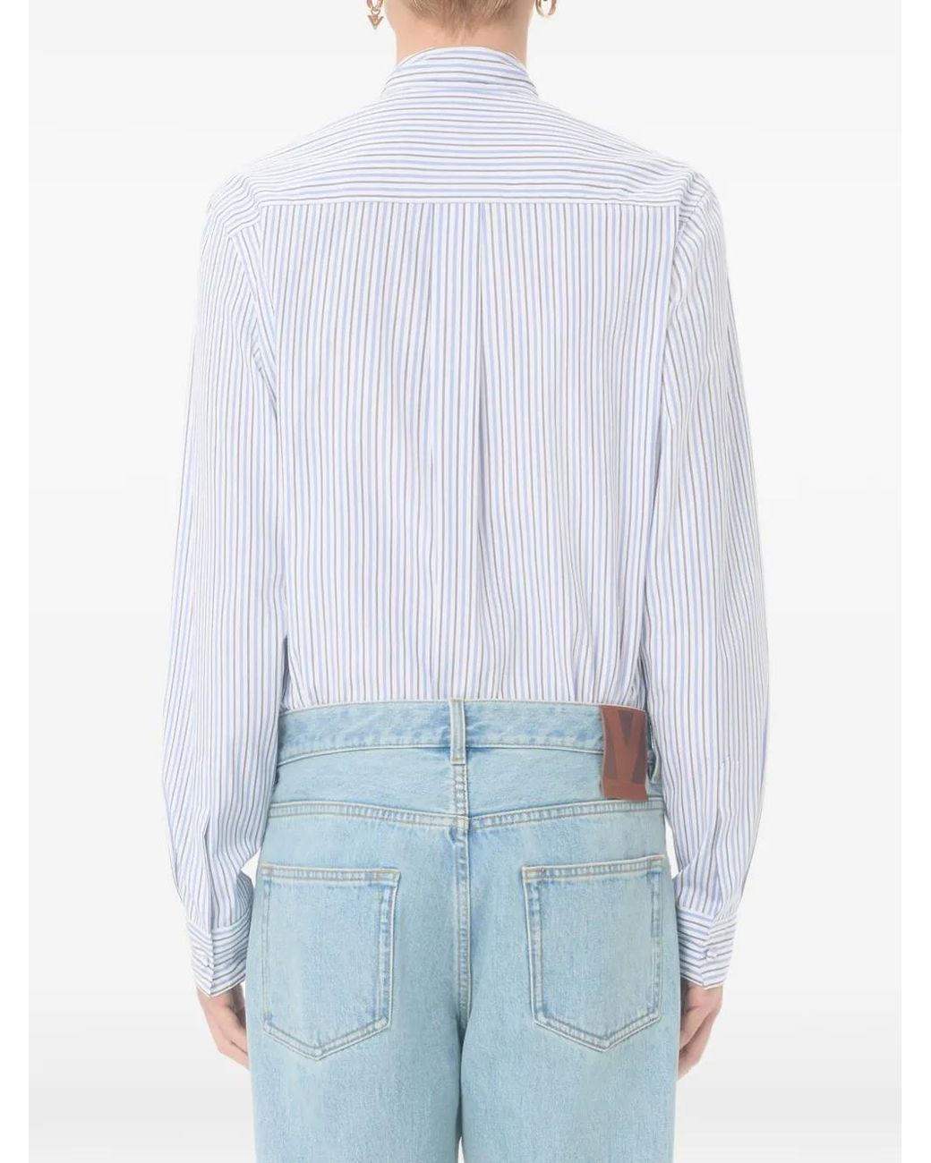 Valentino Garavani Blue Striped-Pattern Cotton Shirt for men